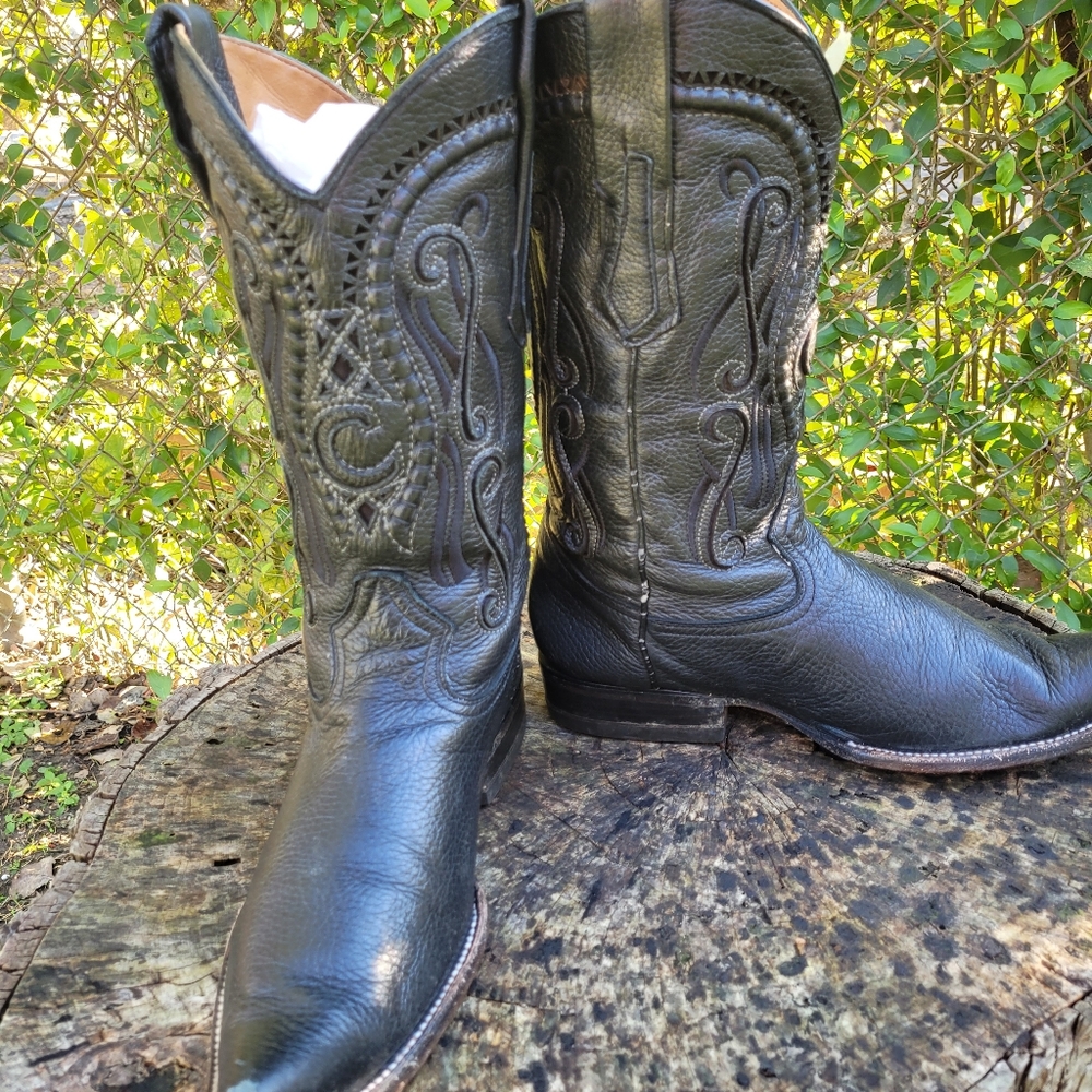 Vintage Men Genuine Leather Cowboy Boots By Cuadra Size 8.5/Go Western Style - Picture 10 of 11